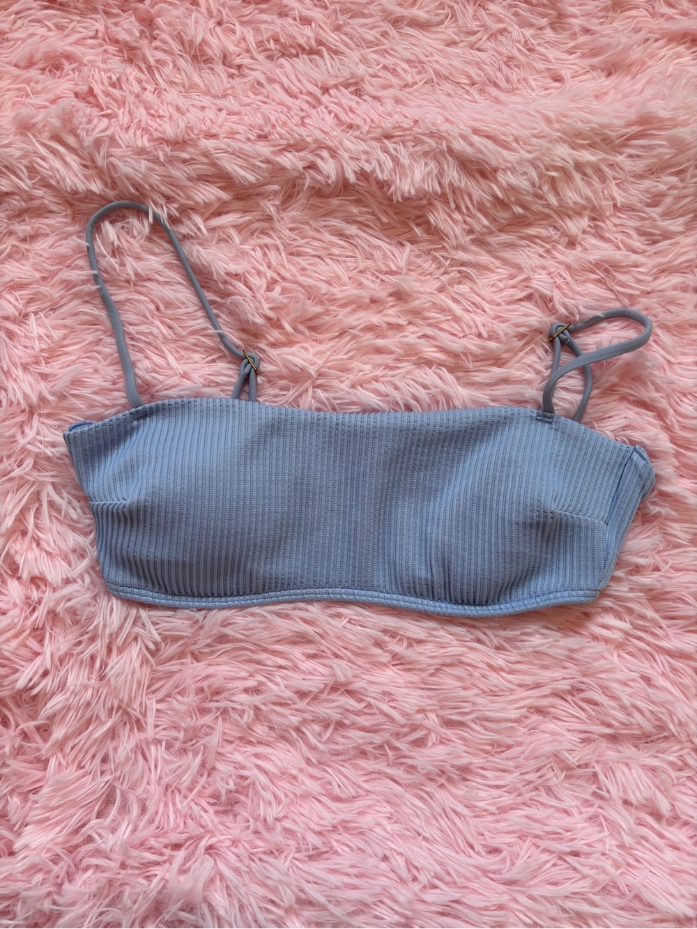FREE WITH BUNDLE Ribbed Bandeau Bralette in Dusty Blue
